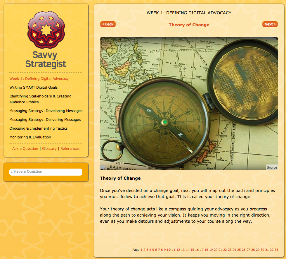 A page from the Savvy Strategist skill set, illustrated with a Creative Commons–licensed image.